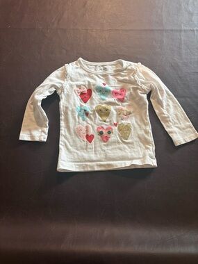 🩷 6 for $20 🩷 Carter's White Long-Sleeve Heart Print Tee